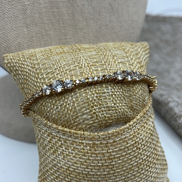 18K Gold Over 925 Silver CZ Tennis Bracelet - 7.25" - Picture 3 of 13